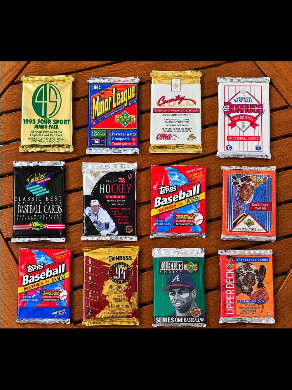 Assorted Vintage Sports Trading Card Wax Packs - Mixed Brands (Multicolor)